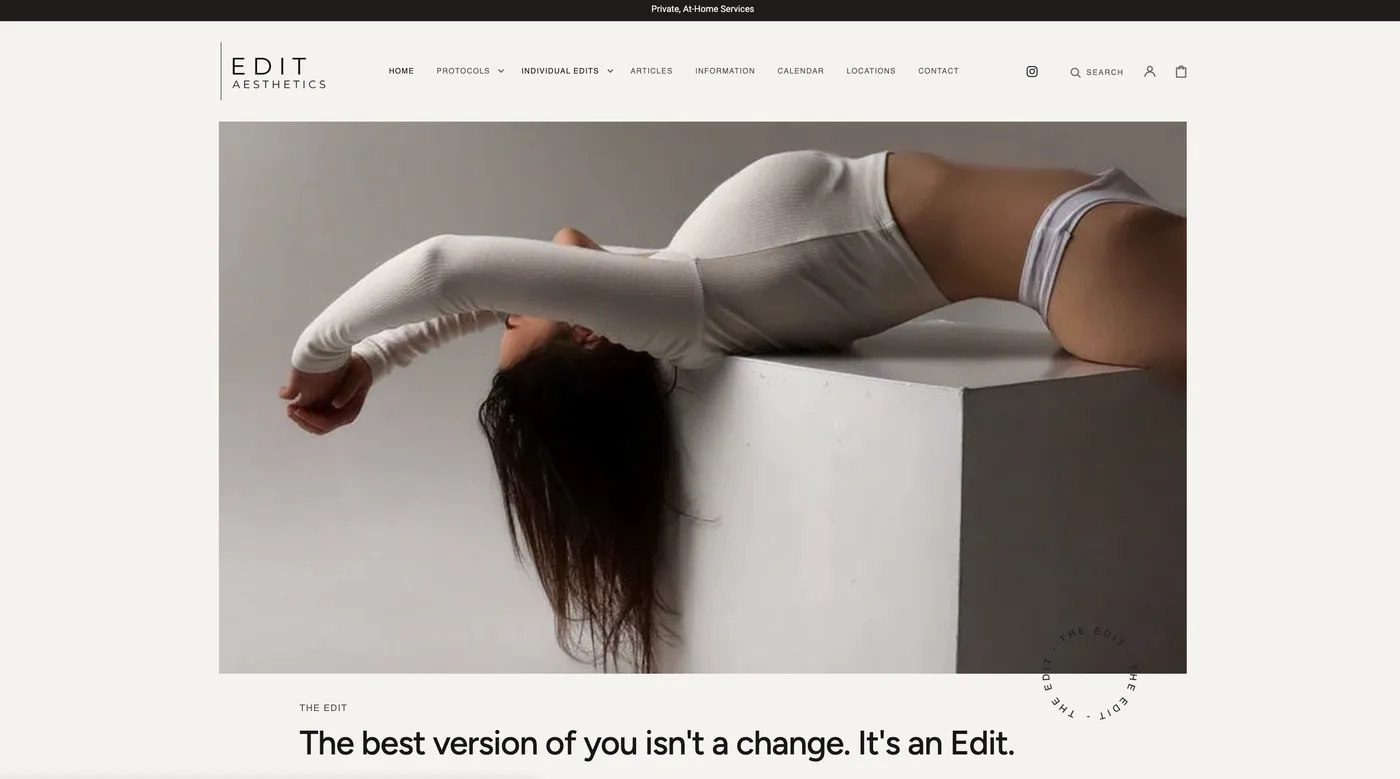 Edit Aesthetics website built by 1StepAhead