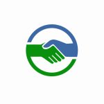handshake sign in the circle, on white background. vector illustration